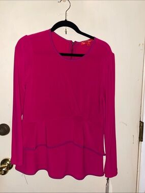 Narciso Rodriguez Fuchsia Long Sleeve Peplum Top